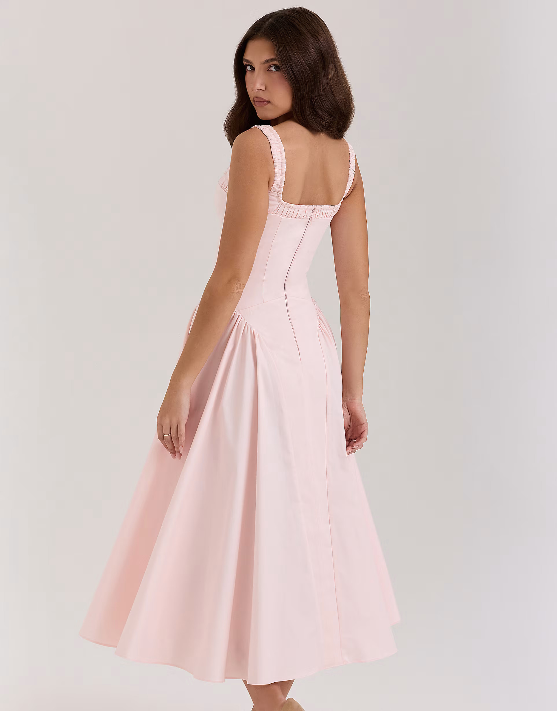 House of CB Dorothy stretch cotton midi sundress in rose pink | ASOS (Global)