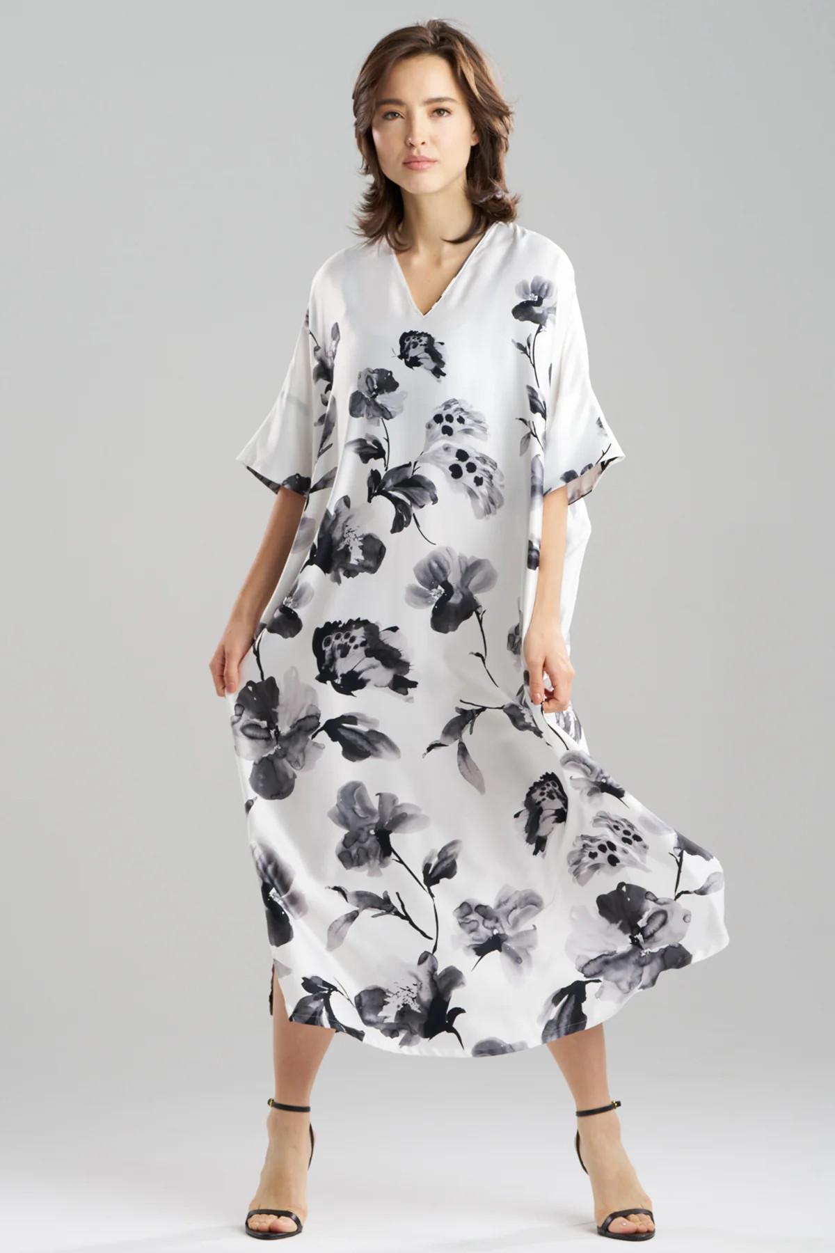 Aurelia Charmeuse V-Neck Caftan | Natori