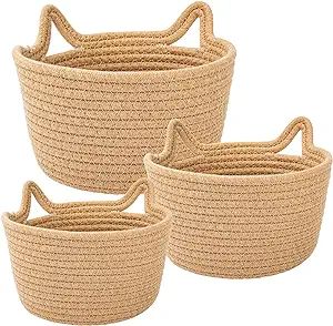 Woven Baskets for Storage, Decorative Storage Baskets Cute Storage Organizer Cat Cotton Rope Bask... | Amazon (US)