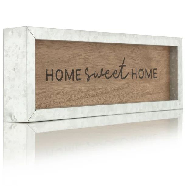 "Home Sweet Home" Rustic Wood and Metal Tabletop Sign, 12"x4" - Walmart.com | Walmart (US)