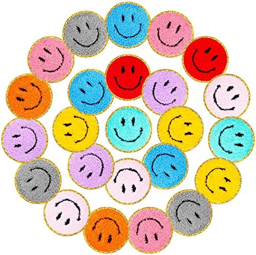 24 Pcs Smile Face Patch Cute Iron on Patches Decorative Dress Iron on Patch Applique Multicolor DIY  | Amazon (US)