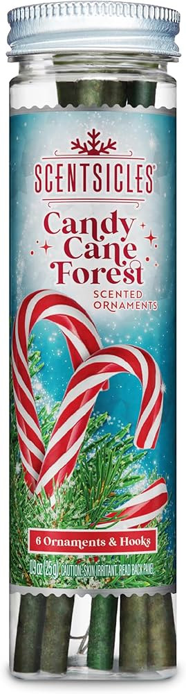 Scentsicles Candy Cane Forest Scented Christmas Ornaments with Hooks - 1 Bottle (6 Sticks Total) | Amazon (US)
