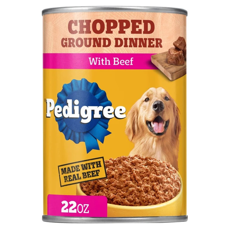 Pedigree Chopped Ground Dinner Soft Wet Dog Food With Beef, Canned Dog Food, 22 oz. Cans, 12 Coun... | Walmart (US)