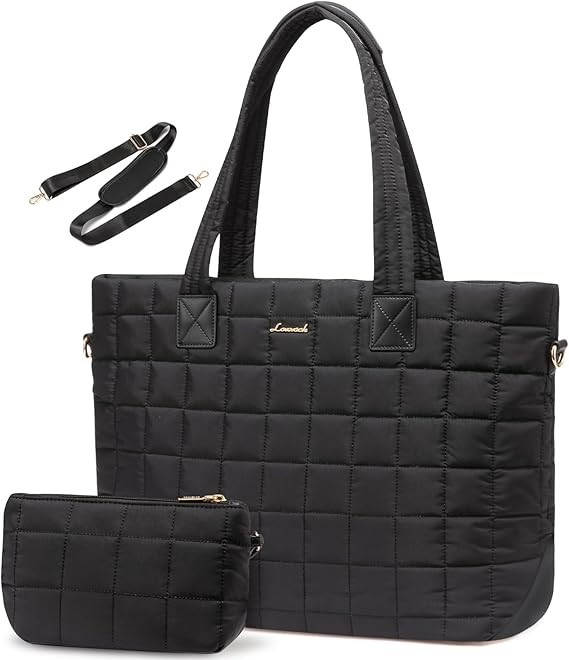 LOVEVOOK Tote Bag for Women, Large Puffer Tote Bag with Zipper Quilted Light Work Bag | Amazon (US)