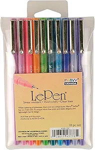 Uchida Of America 4300-10C 10-Piece 0.3 Point Size Le Pen Drawing Pen Set, Blue, Orange, Lavender... | Amazon (US)