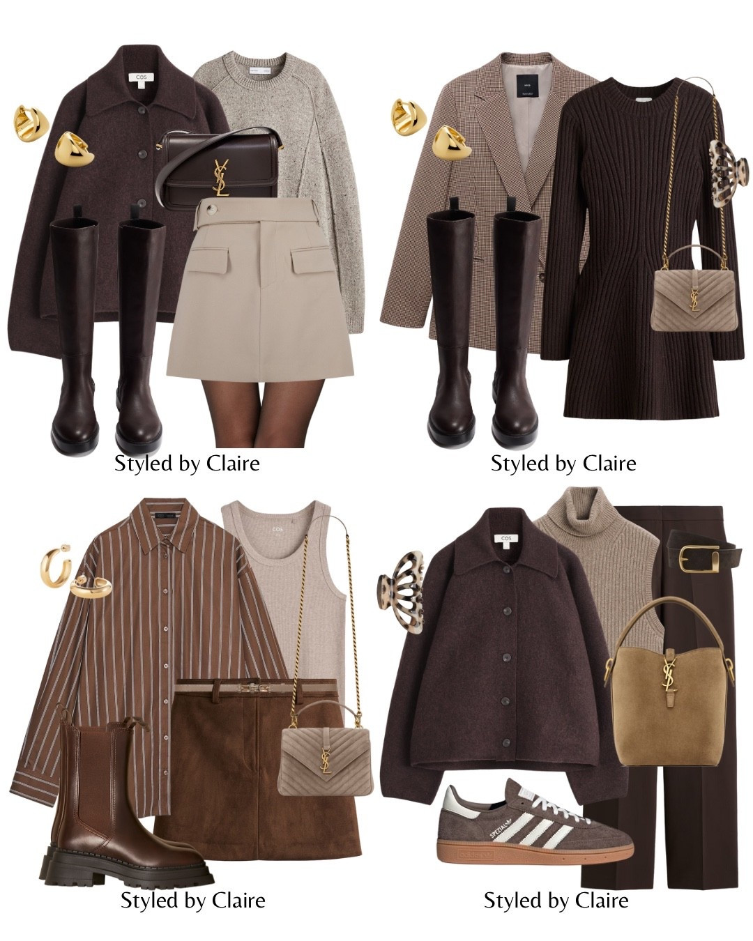 Chocolate & Taupe🤎
Tags: merino wool jacket cos H&M sculpted  collar odd muse skirt pockets sweater jumper knee high boots brown ysl bag fashion autumn transitional layer inspo outfit ideas chic women’s style city break girl capsule wardrobe coat office wear work stripe shirt Zara mini skirt suede turtleneck tailored trousers knitted dress blazer dogtooth checked mango Chelsea boot asos

#LTKstyletip #LTKbag #LTKshoes