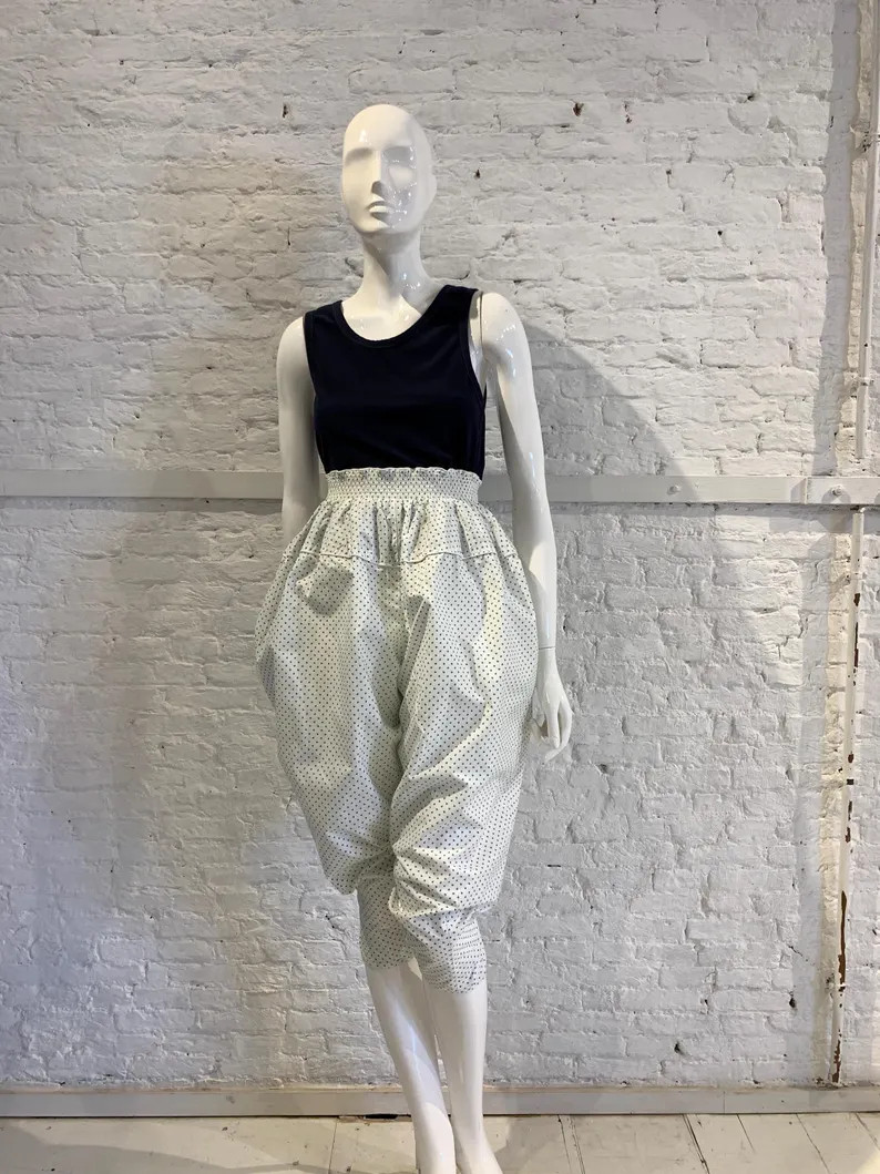 Rare Vintage 1980s Kenzo Paris Cotton Leaf Print Smocked Harem Capri Trousers Pants, Knickerbocke... | Etsy (Global)