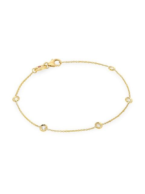 Tiny Treasures 18K Yellow Gold & Diamond Bezel Station Bracelet | Saks Fifth Avenue