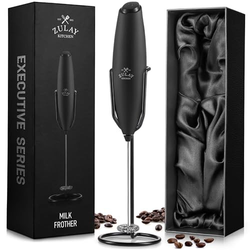 Zulay Kitchen Executive Series Milk Frother Wand - Upgraded & Improved Stand - Ideal Coffee Gift - Coffee Frother Handheld Foam Maker For Lattes - Electric Milk Frother Handheld For Cappuccino | Amazon (US)