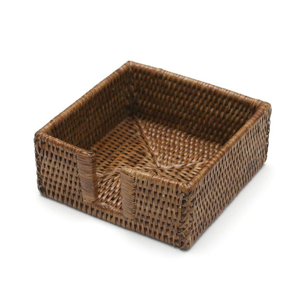 Caspari Rattan Cocktail Napkin Holder in Dark Natural Brown, 1 Each | Amazon (US)