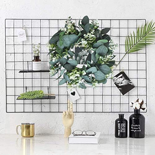 Artificial Eucalyptus Green Leaf Wreath with Cotton, Spring Summer Outdoor Ornaments for Front Do... | Amazon (US)