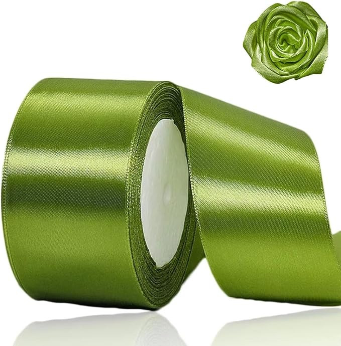 Olive Green Ribbon 2 inch x 25 Yards,Olive Green Solid Fabric Ribbon for handicrafts, Wreaths,Sew... | Amazon (US)