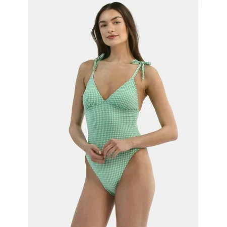 Time and Tru Women s and Women s Plus Gingham One Piece Swimsuit Sizes XS-3X | Walmart (US)