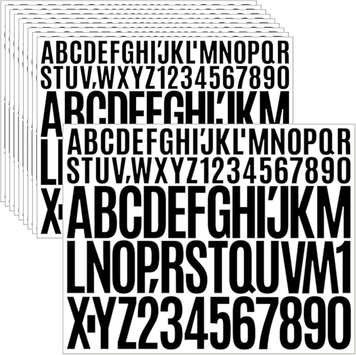 10 Sheets 780 Pcs Vinyl Letter and Number Stickers - Waterproof, Self-Adhesive Alphabet for Mailb... | Amazon (US)