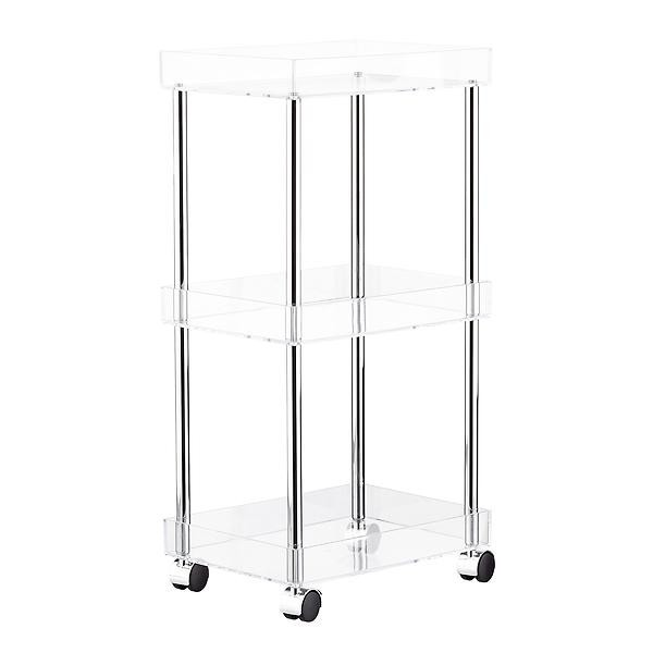 3-Tier Acrylic Rolling Cart | The Container Store