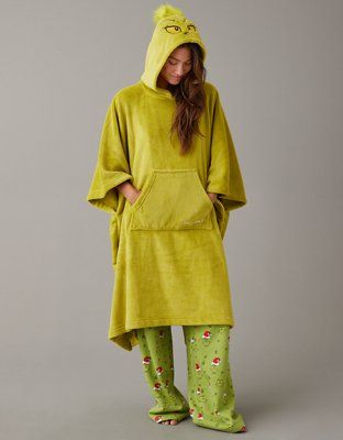 AE Grinch Plush Blanket Hoodie | American Eagle Outfitters (US & CA)