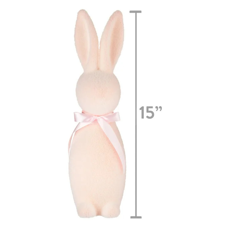 Way to Celebrate Easter Flocked Bunny Decor, Pink, 16" | Walmart (US)