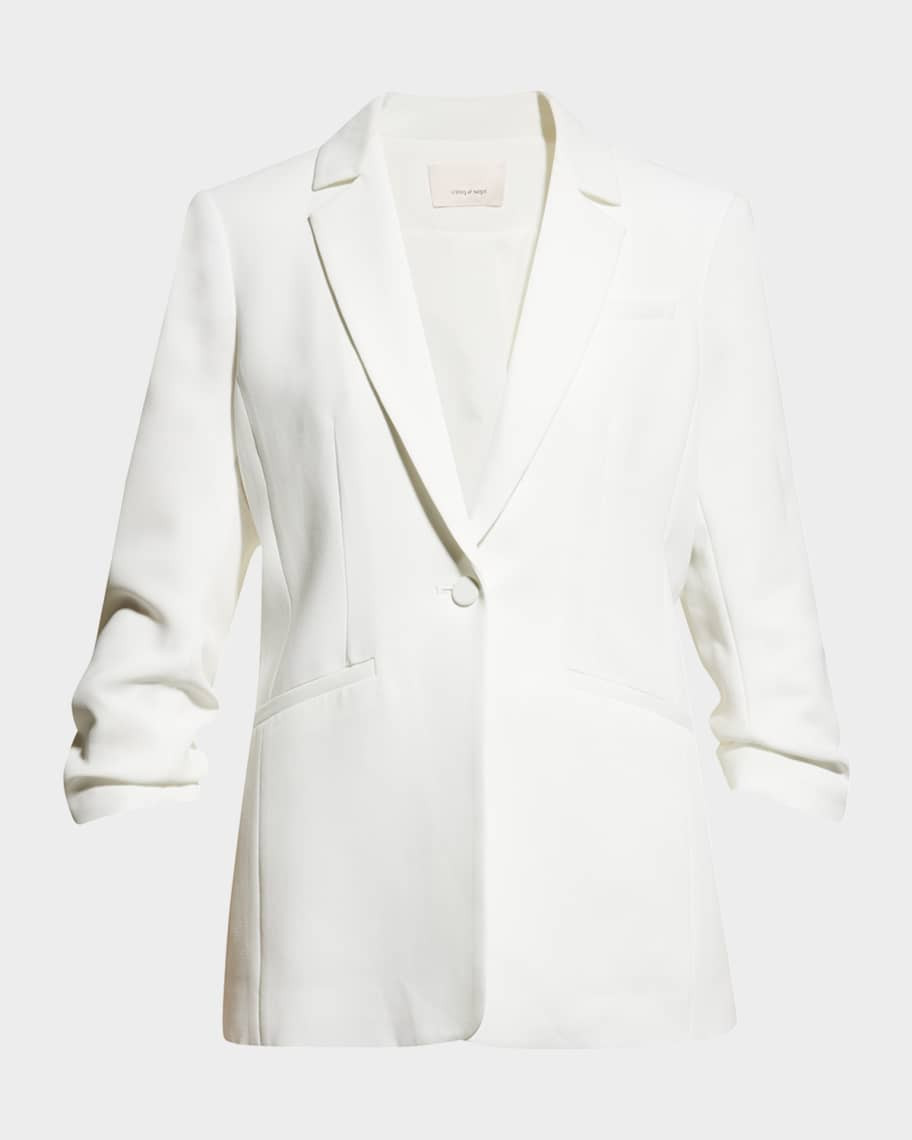 Khloe Crepe 3/4-Sleeve Blazer | Neiman Marcus