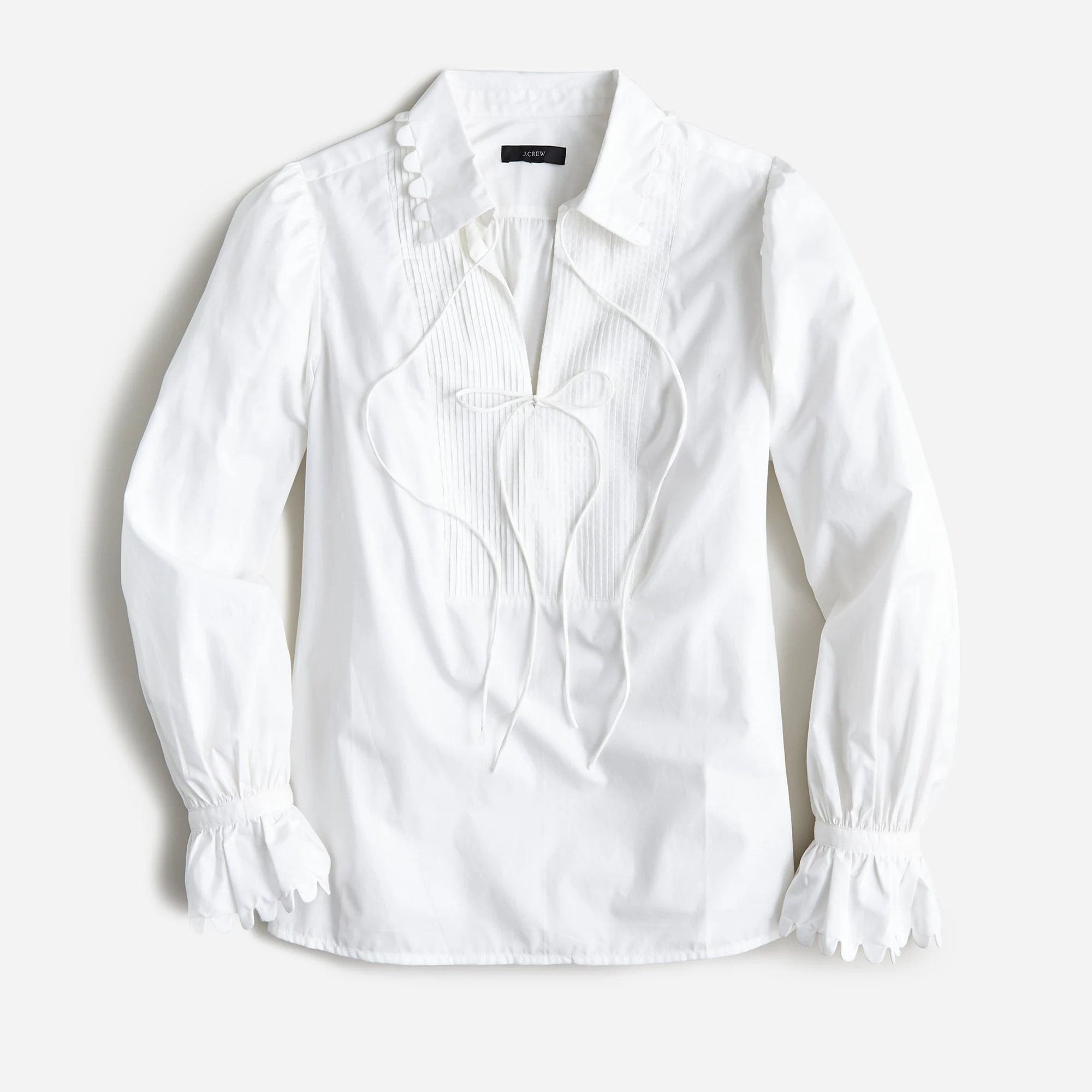 Scalloped cotton poplin popover top | J.Crew US