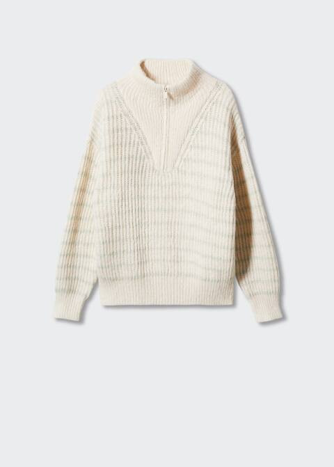 Striped sweater with zip -  Women | Mango United Kingdom | MANGO (UK)