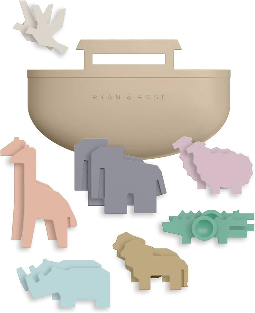 Noah's Ark Suction Toys - 1 Ark, 14 Animals (7 Pairs) - Toddler Bath Toys, Baptism Gifts for Boys... | Amazon (US)