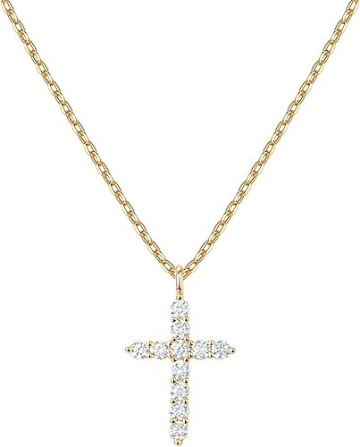 PAVOI 14K Gold Plated Cubic Zirconia Cross Necklace for Women | Cross Faith Pendant Necklaces | Amazon (US)