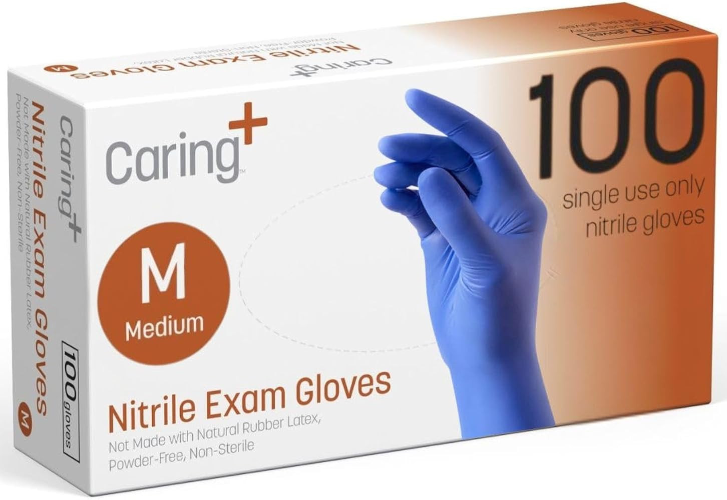 Caring Nitrile Exam Gloves, Blue, Powder-Free, Disposable Gloves for Medical Care, First Aid, Cle... | Amazon (US)