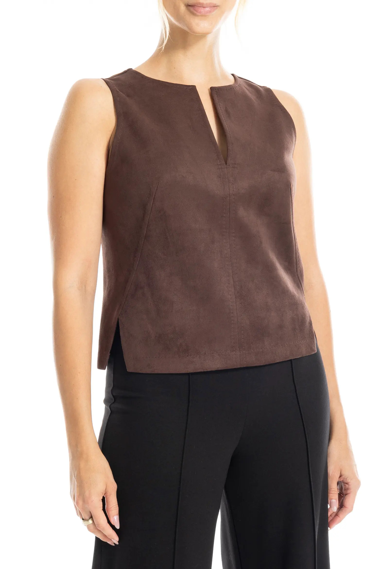 MAX STUDIO Sleeveless Faux Suede Top in Dark Navy at Nordstrom Rack, Size Small | Nordstrom Rack