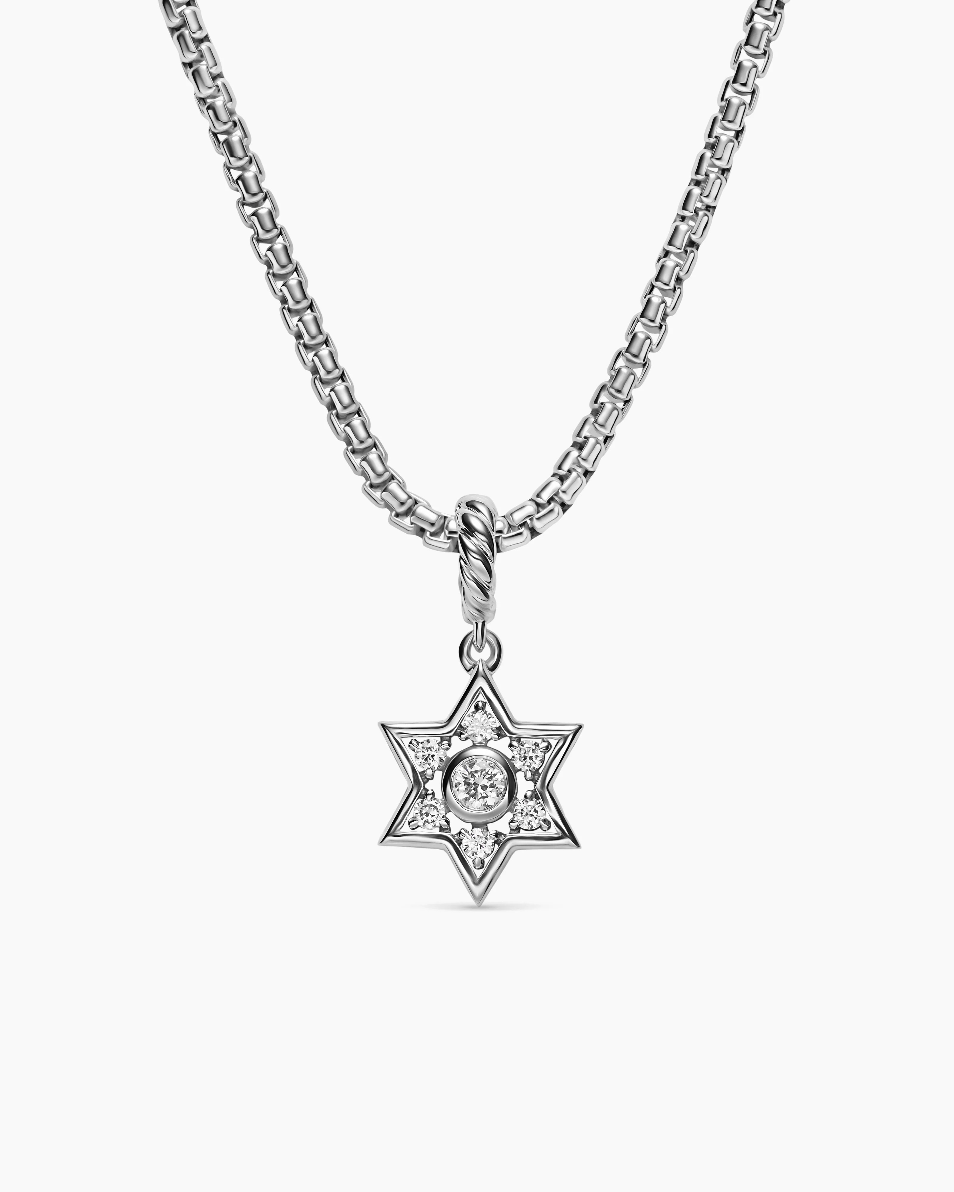 David Yurman | Petite Star of David Pendant in Sterling Silver with Diamonds, 12mm | David Yurman