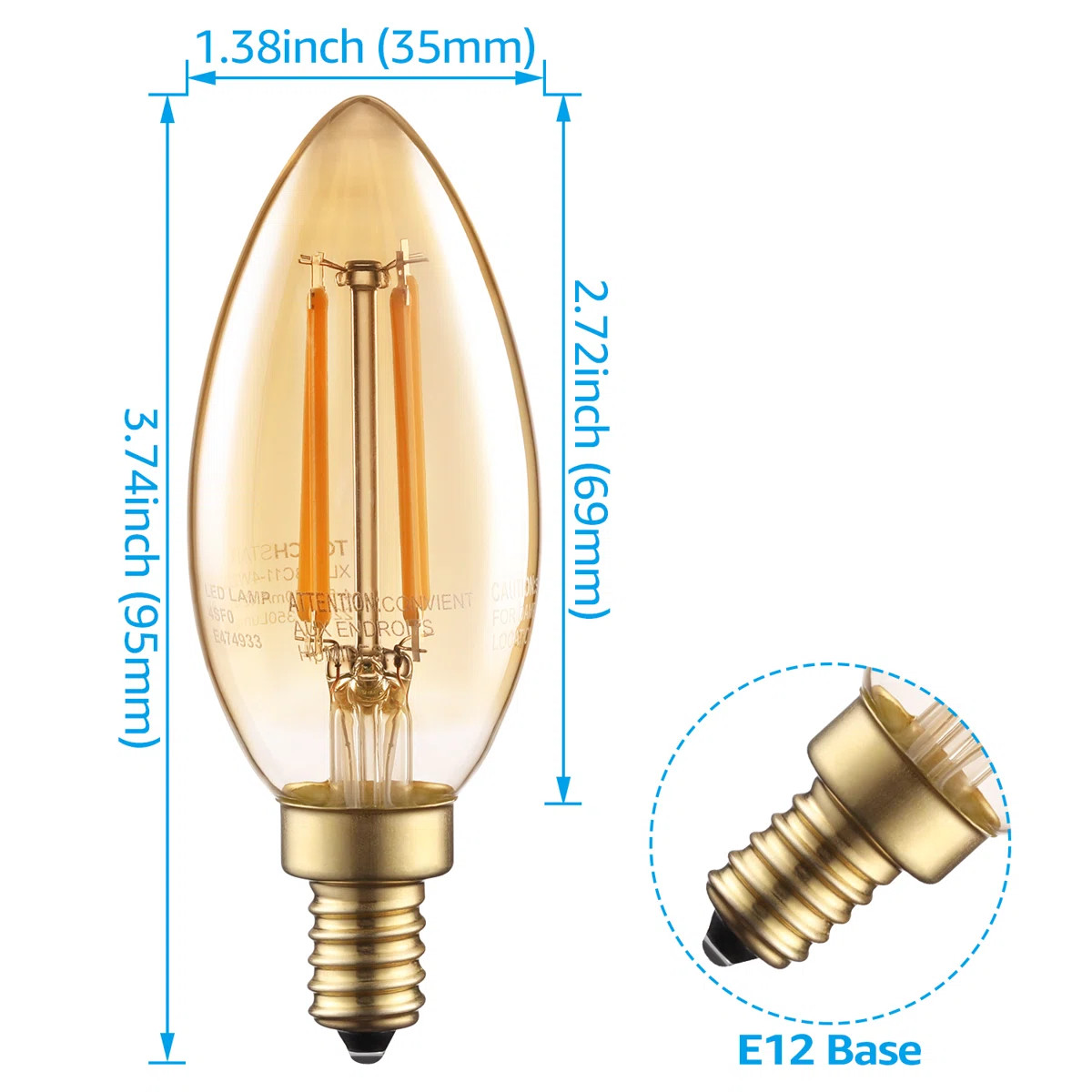 4.5 Watt (40 Watt Equivalent), B11 LED, Dimmable Light Bulb, Warm White (2200K) E12/Candelabra Ba... | Wayfair North America