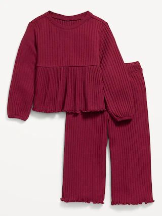 Long-Sleeve Peplum Top and Wide-Leg Pants Set for Toddler Girls | Old Navy (US)