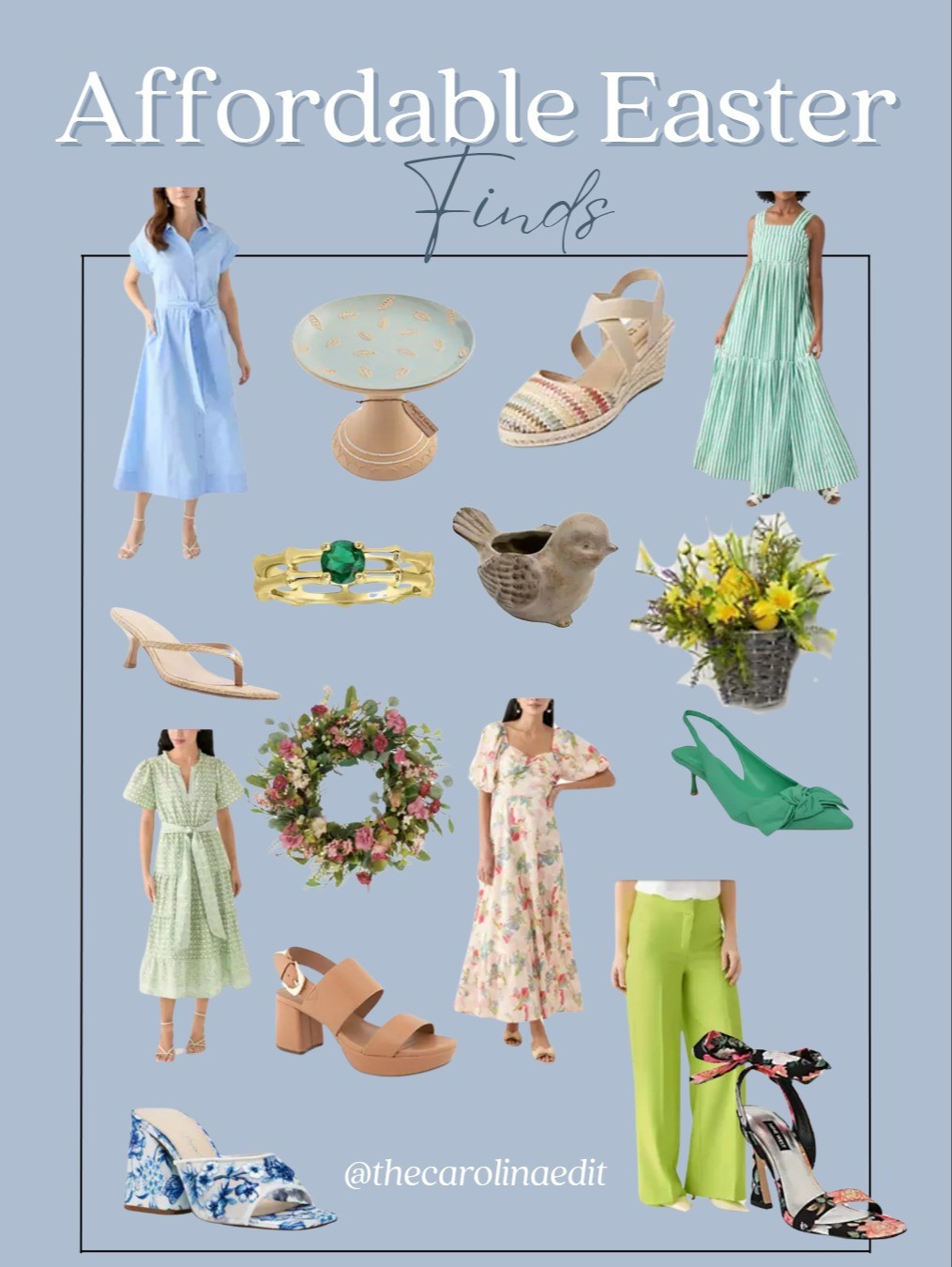 Affordable Easter and Spring finds. I've linked home decor, shoes, and cute comfy dresses that would look perfect for church, brunch, dates, or running errands. #spring #Easter #easterdress #springdress #summer dress #shoes #sandals #homedecor #home #decor 

#LTKSeasonal #LTKFindsUnder100 #LTKSaleAlert