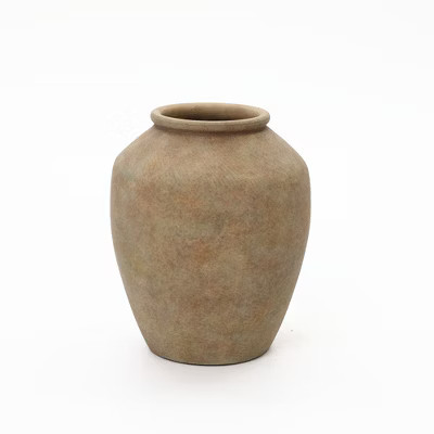 LuxenHome Terracotta 12.4" Vase with Earthy Brown Tones, Accent for Farmhouse or Boho Interiors | Target
