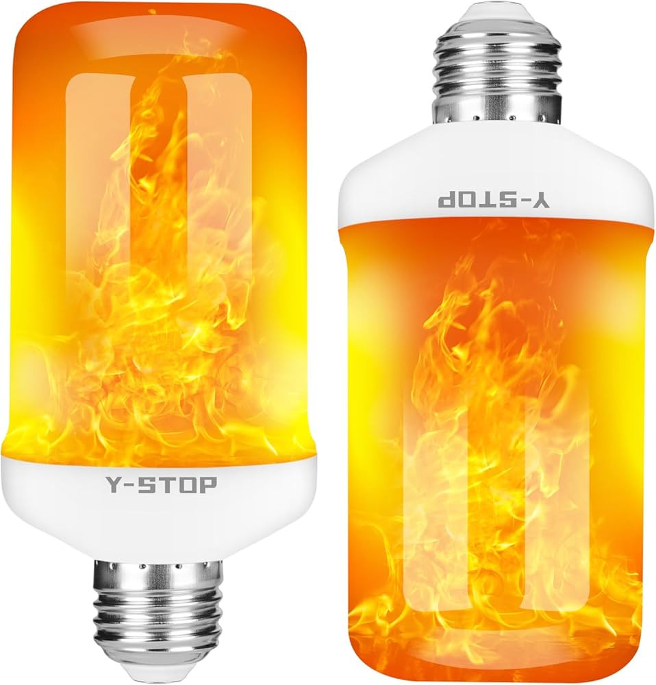 Y- STOP LED Flame Light Bulbs, Upgraded 4 Modes Fire Light Bulb with Upside Down Effect, E26 Base... | Amazon (US)