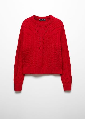 Knitted jumper with openwork details -  Women | Mango USA | MANGO (US)