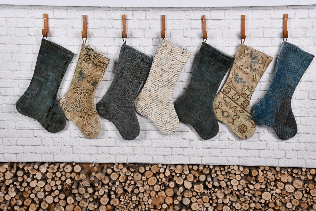 Lovely Traditional Kilim Stocking, Fireplace Stocking, 7x17 Inches - Turkish Rug Stocking, Kilim ... | Etsy (US)