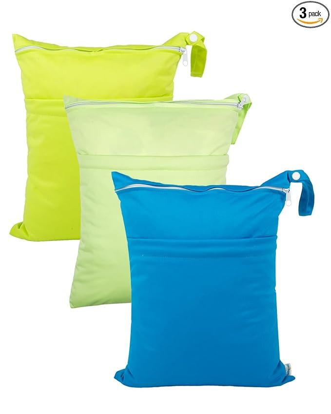 babygoal Wet Dry Bags 3 Pack for Baby Cloth Diapers, Washable Travel Bags, Beach, Pool, Gym Bag f... | Amazon (US)