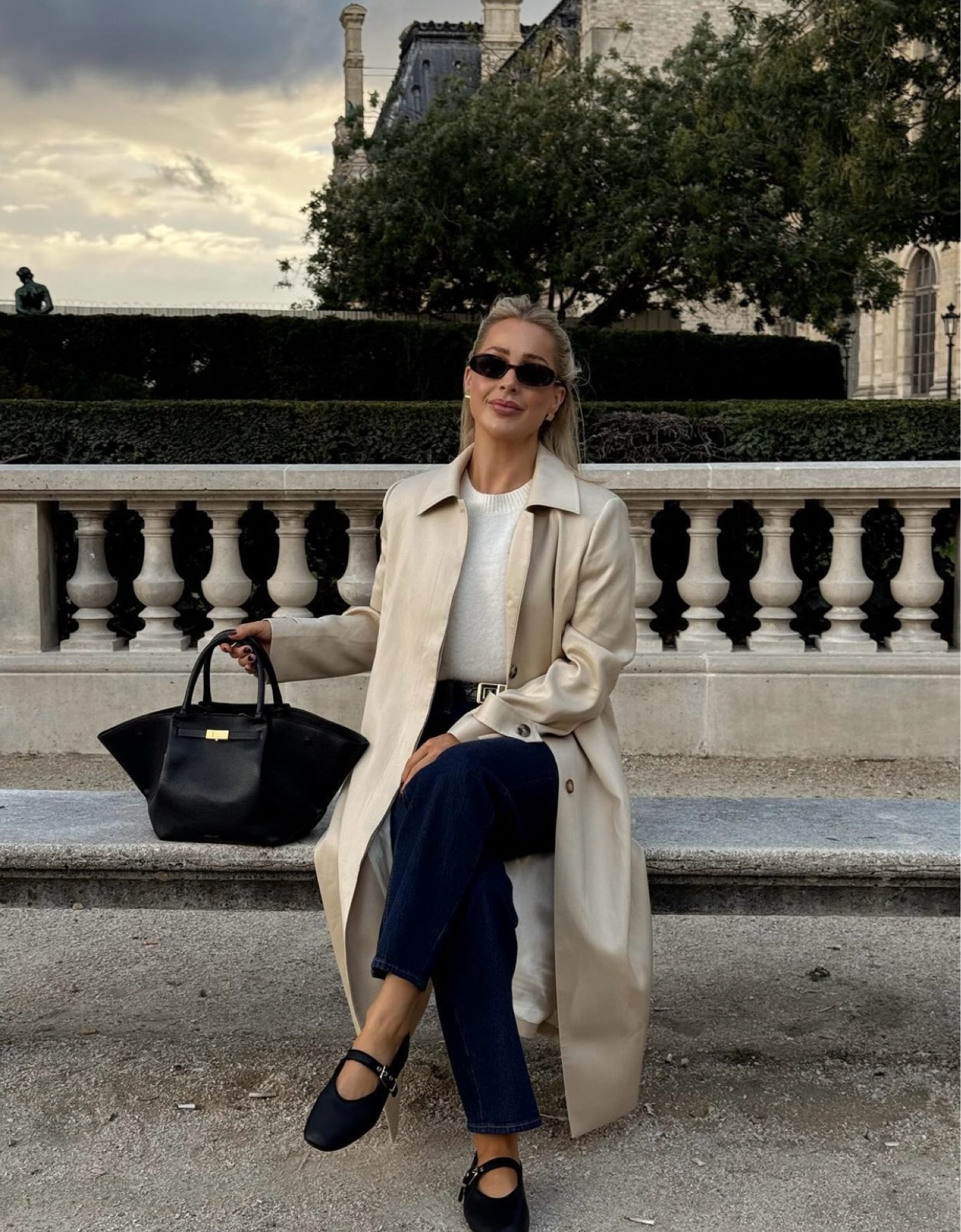 Smart casual autumn outfit, layering, transitional outfit, Abercrombie jeans, Mary jane shoes, H&M, high street style, trench coat, fall fashion, DeMellier bag 

#LTKstyletip #LTKuk #LTKautumn