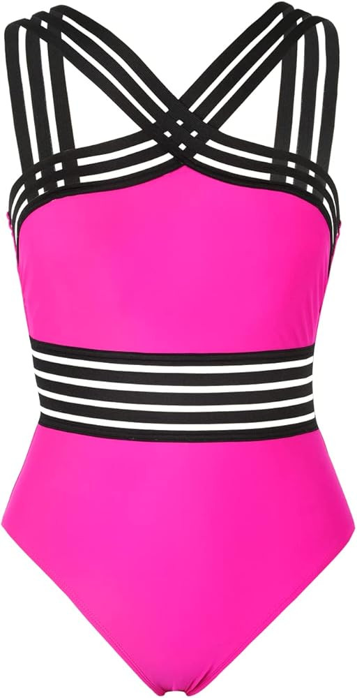 Hilor Women's One Piece Swimwear Front Crossover Swimsuits Hollow Bathing Suits Monokinis | Amazon (US)