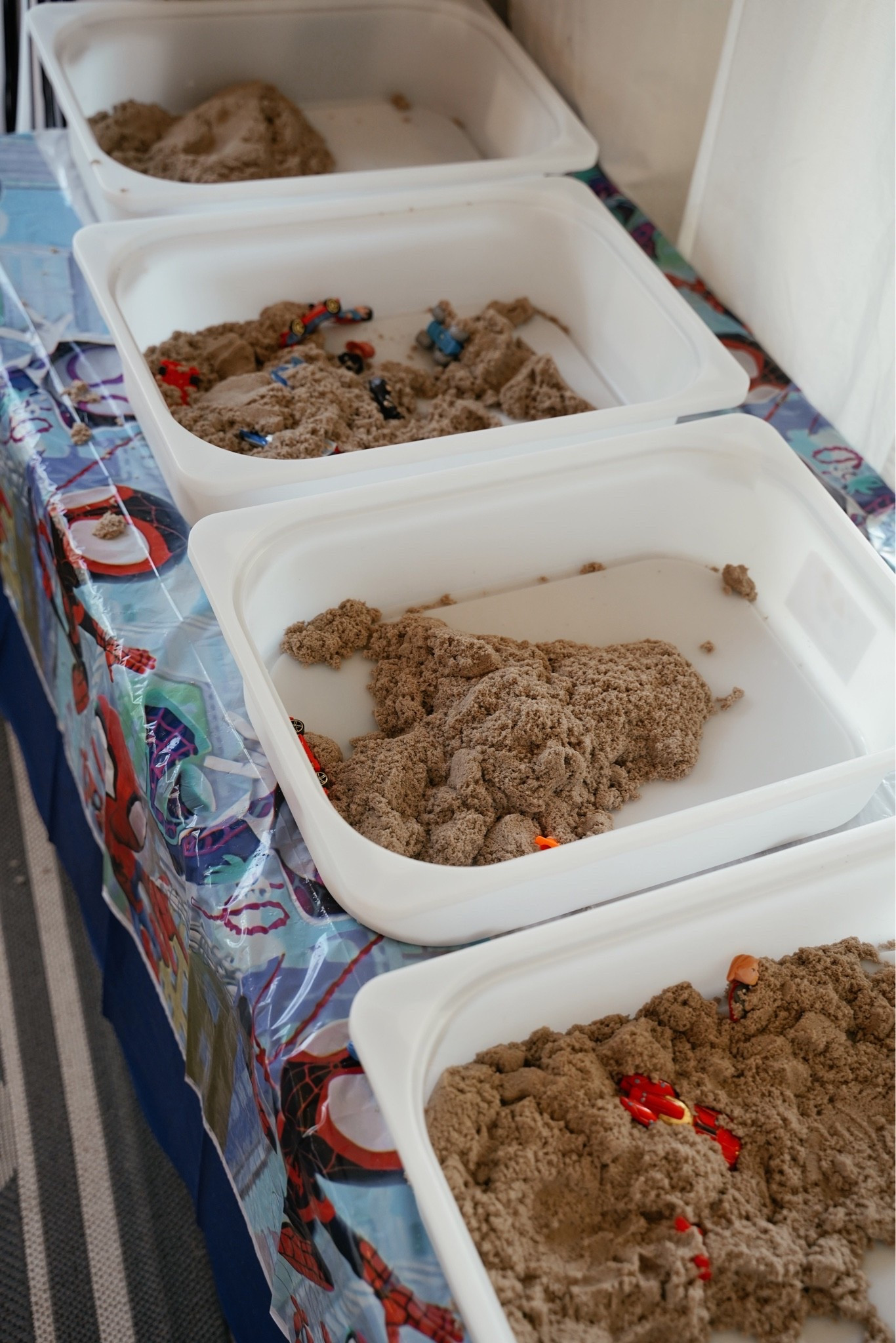 Spiderman sensory kinetic sand bins at the twins birthday party were a huge hit! 🕸️👏

#spiderman #spidey #birthdayparty #party #spidermanbirthday #birthday #kids #boys

#LTKKids #LTKmomlife #LTKdayinmylife