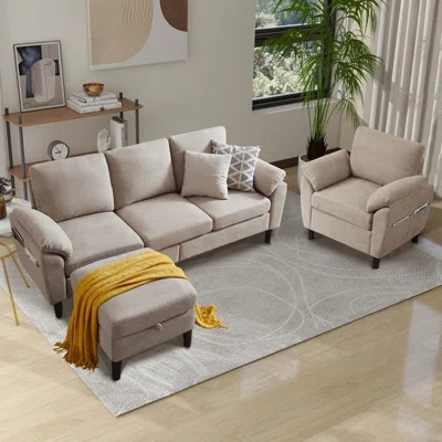 3-Piece Living Room Sectional Sofa Set with Chair and Ottoman | Wayfair North America