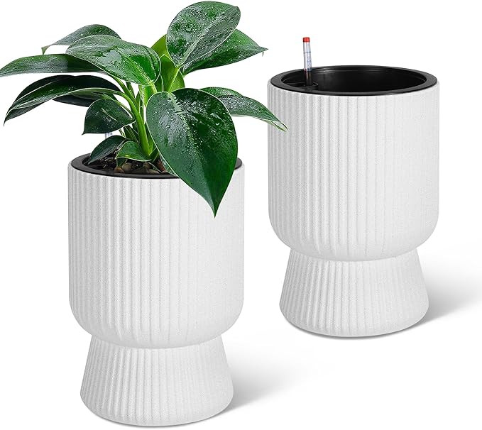 14.2" Tall Planters Set of 2, Large Planter for Outdoor Plants, Flower Pots with Water Level Moni... | Amazon (US)
