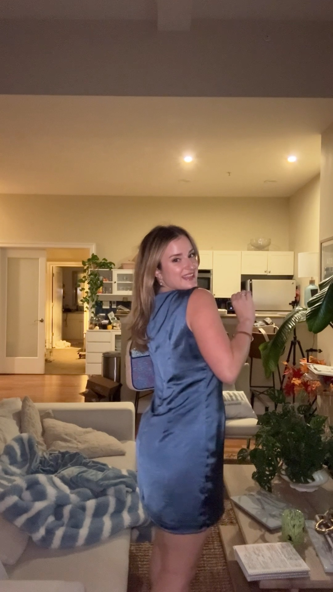 Perfect satin blue mini dress 