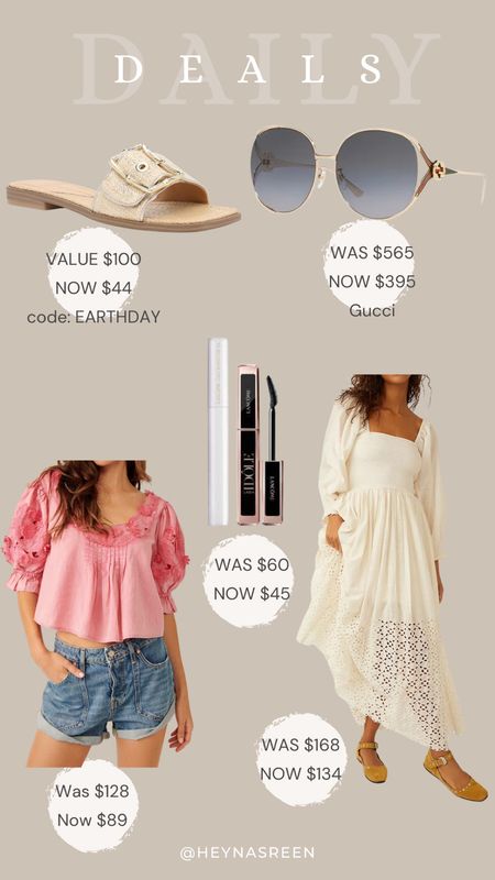 Daily deals on Dolce Vita sandals, Gucci sunglasses, Lancôme lash idole primer & mascara duo, Free People top, Free People dress 

#LTKsalealert