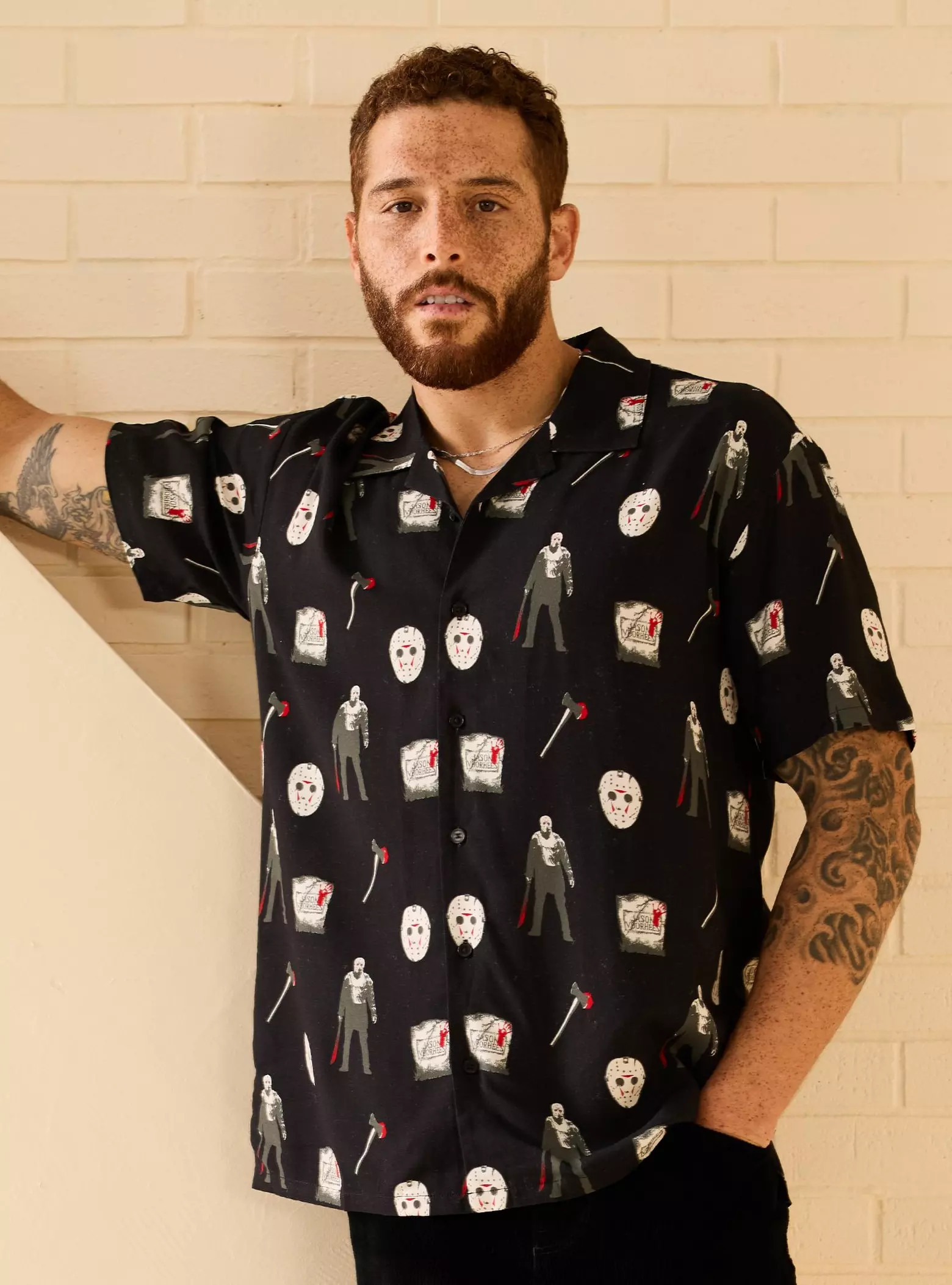 Friday the 13th Allover Print Woven Button-Up — BoxLunch Exclusive | BoxLunch | BoxLunch