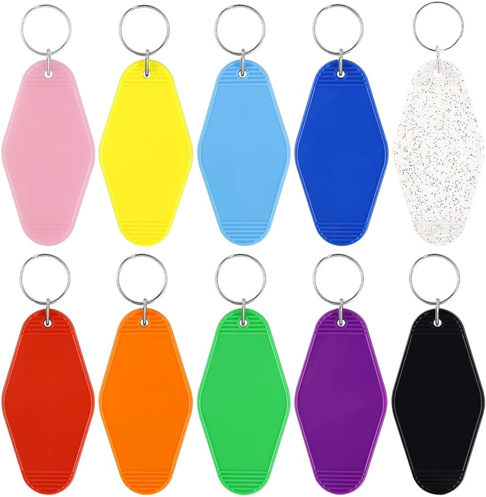 TKYPZY 10 Pcs Motel Keychain Blank Hotel Keychain Bulk Rhombus Key Tags Plastic Custom Vintage Ke... | Amazon (US)