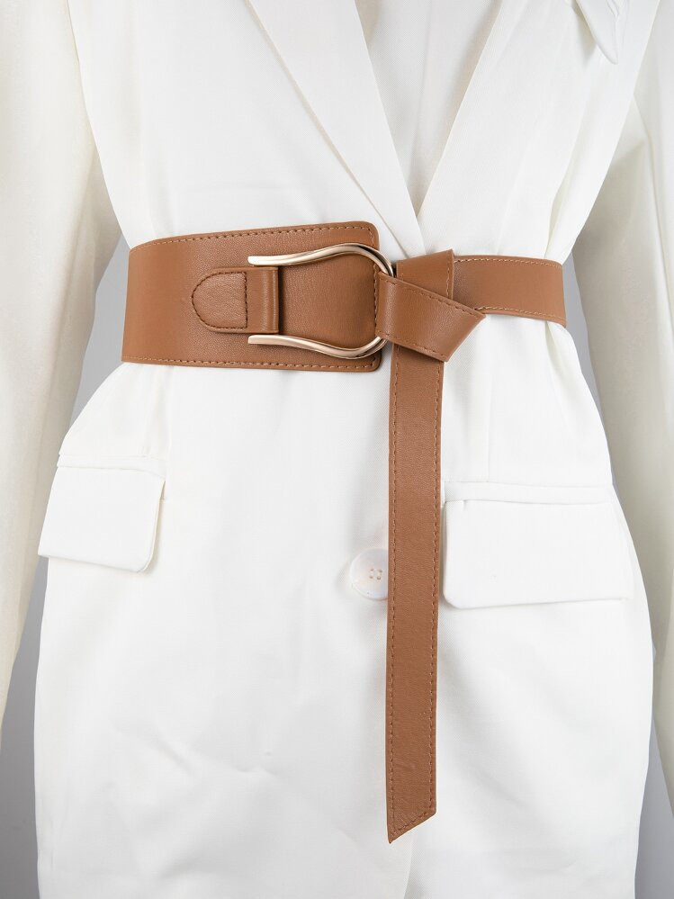 Elegant 1pc Ladies' Knotted U-Shaped Buckle Waist Belt, Suitable For Daily Use Halloween | SHEIN