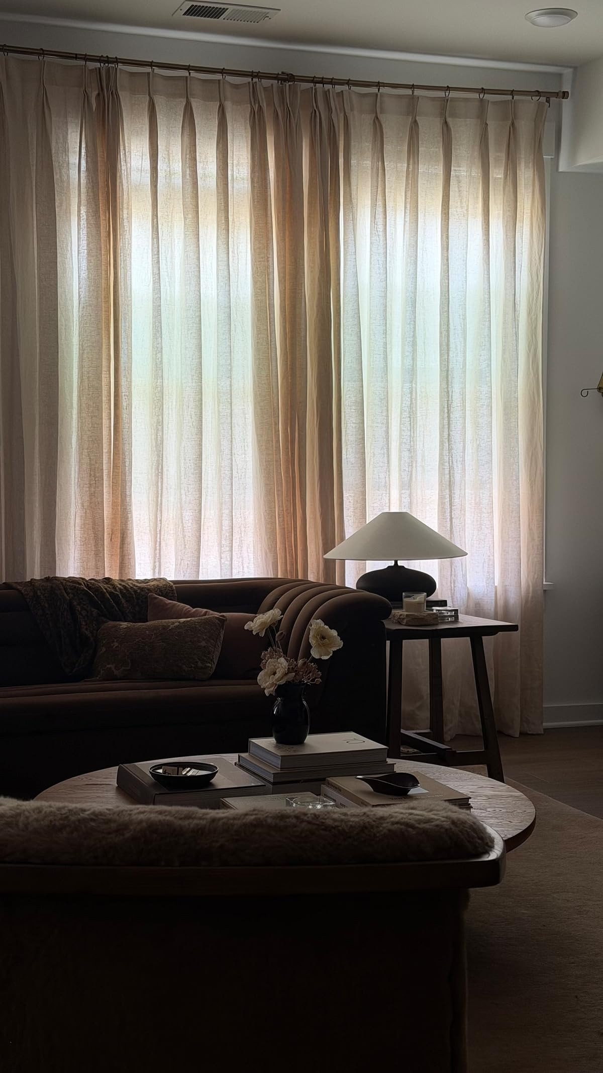 living room window treatments
curtains: triple pleated, unlined, color: natural | Amazon (US)