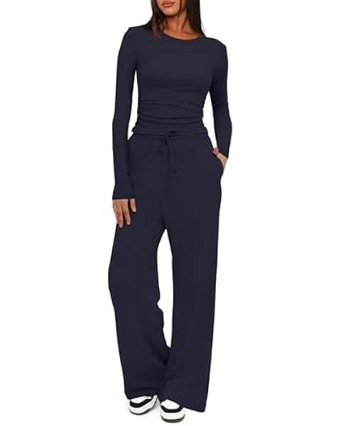 Darong Women's 2 Piece Sets Fall Outfits Long Sleeve Wide Leg Tracksuits Casual Lounge Set Matchi... | Amazon (US)