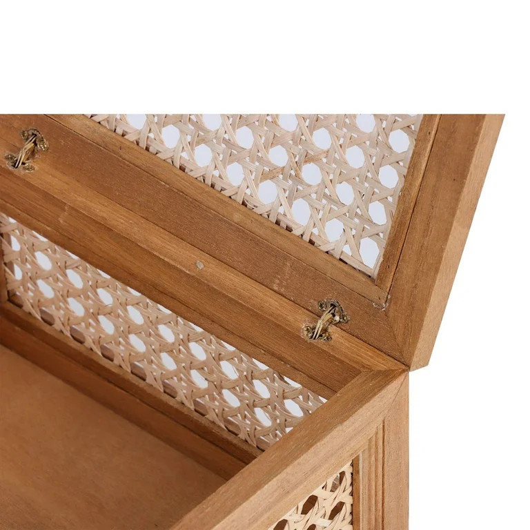 Home Decor Collection Oblong Rattan and Wood Decorative Tabletop Box | Walmart (US)